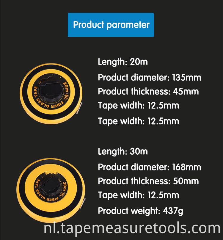 Bron fabrikant hoge precisie lederen meetlint fiber meetlint 50 meter box liniaal 20 meter meetlint 30 meter;